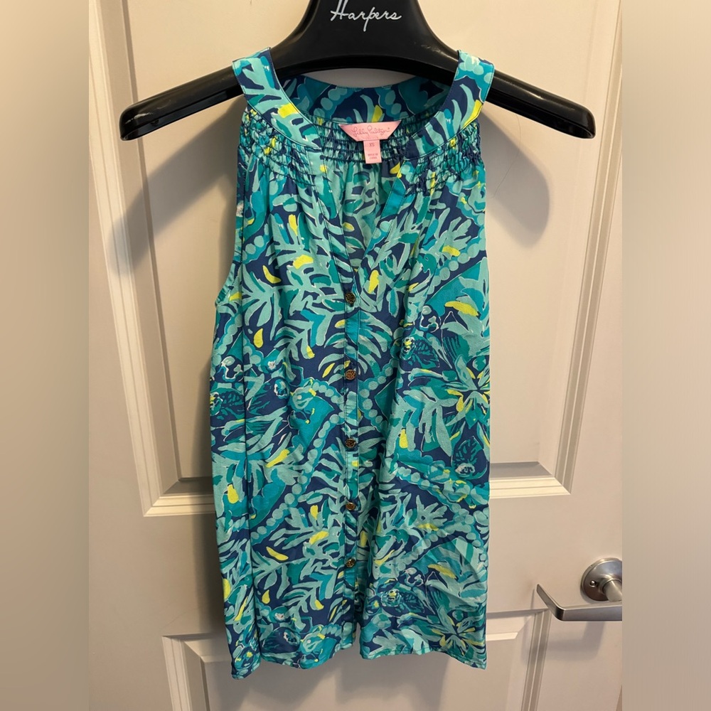 Lilly Pulitzer Tropical Blue and Green Top